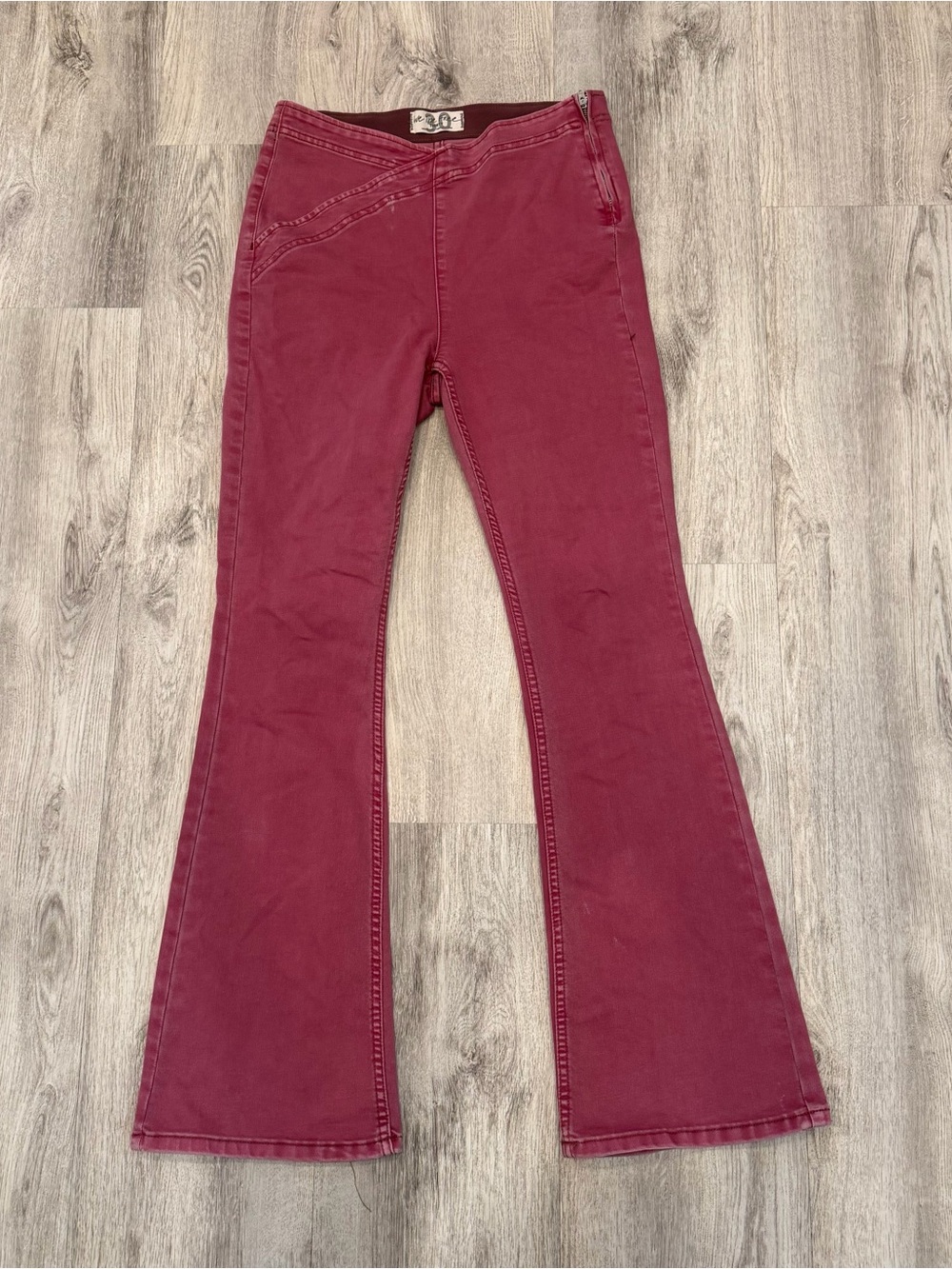 We The Free Burgundy Flare Jeans Size 30 Mid Rise Boho